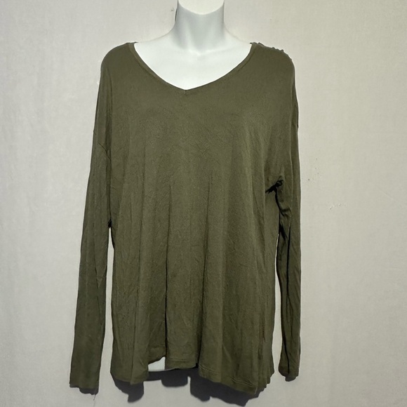 Style & Co Green Oversized Long Sleeve Blouse, L - Picture 1 of 3